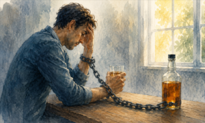 Drawing for an article about preventing addiction relapse